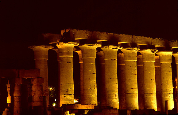 Hugh columns of the Luxor Temple.