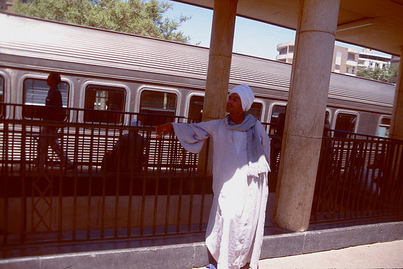 Man waiting at the train station.