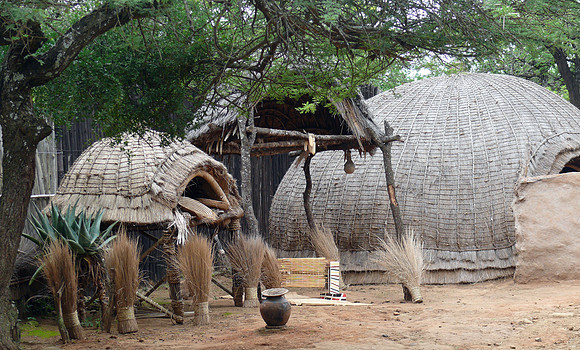 Umuzi or homestead of Zulu people