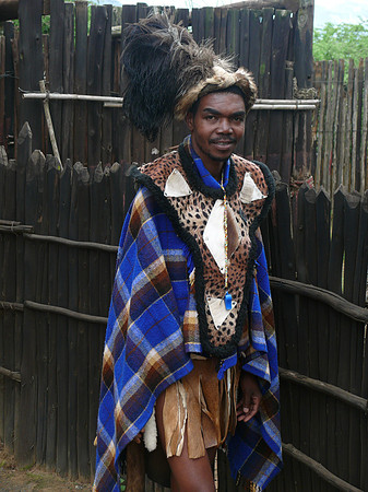 Zulu man wrapped in blanket