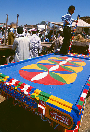 Colorful horse cart.