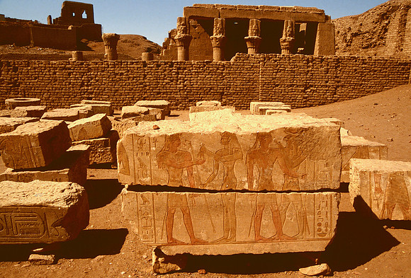 Temple at Edfu , 60 miles south of Luxor.  It was begun on August 23, 237 BCE, by Ptolemy III.