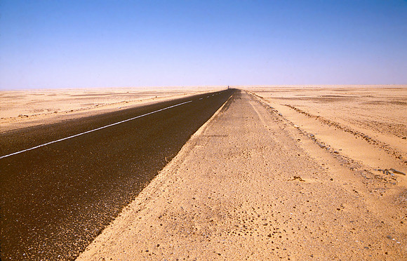 The long road from Aswan to Abu Simbel.