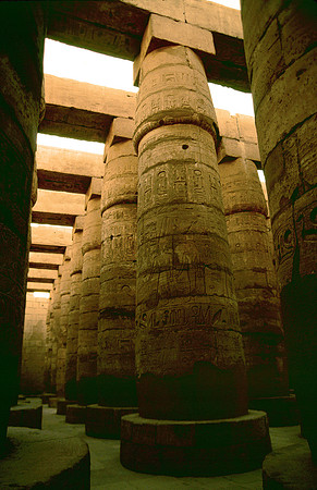 Great columns at the Karnak Temple in Luxor Egypt.