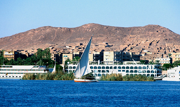 Tour boats and felucca on the Nile.